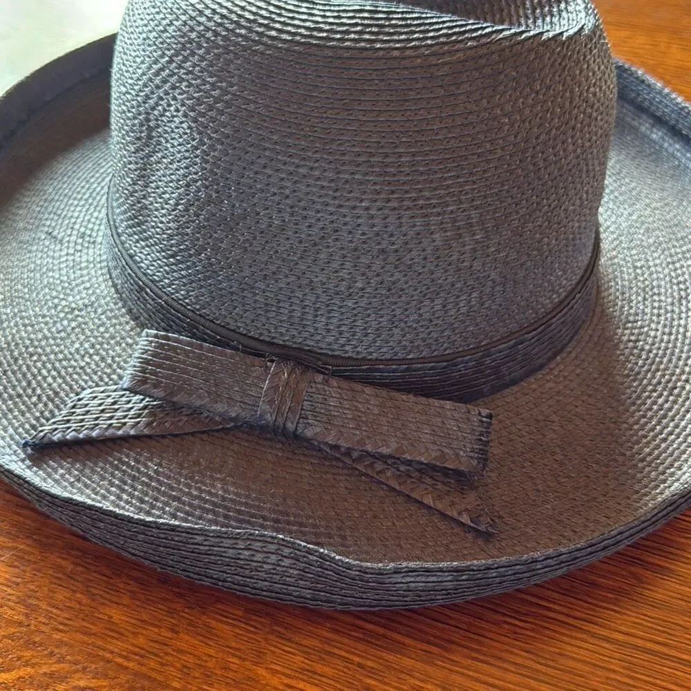 Vintage Don Anderson Blue Straw Fedora Sun Hat Women’s Size Small - Picture 9 of 13